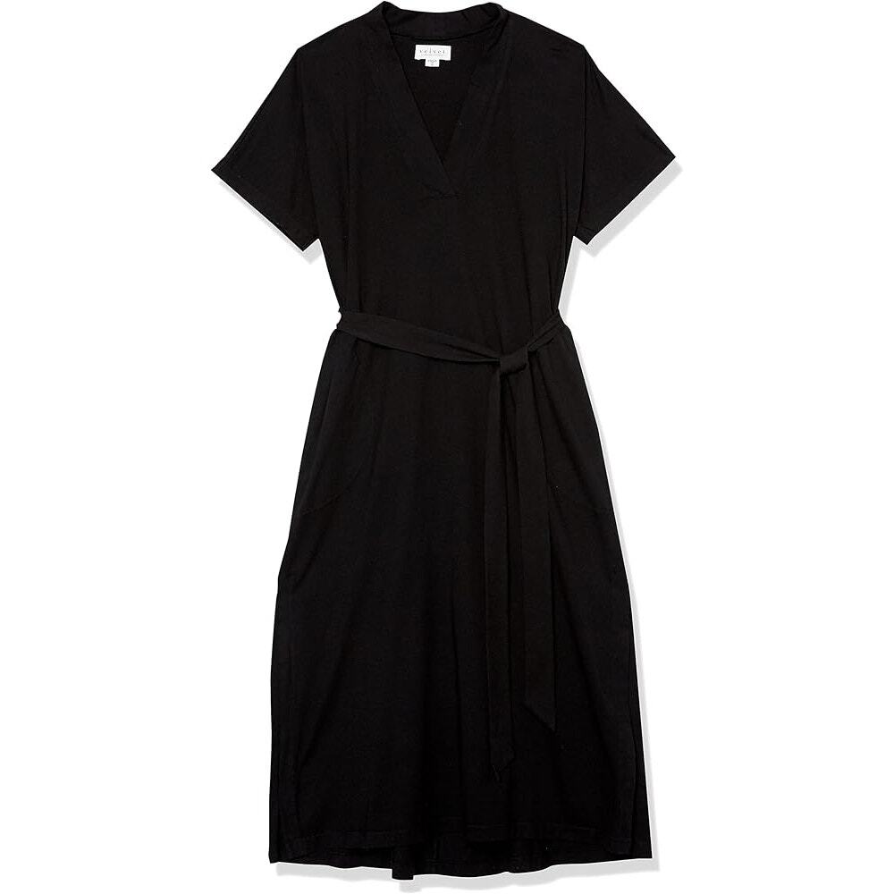 Velvet By Graham and Spencer Made In USA Black Cotton Belt Nora Dress NWT S